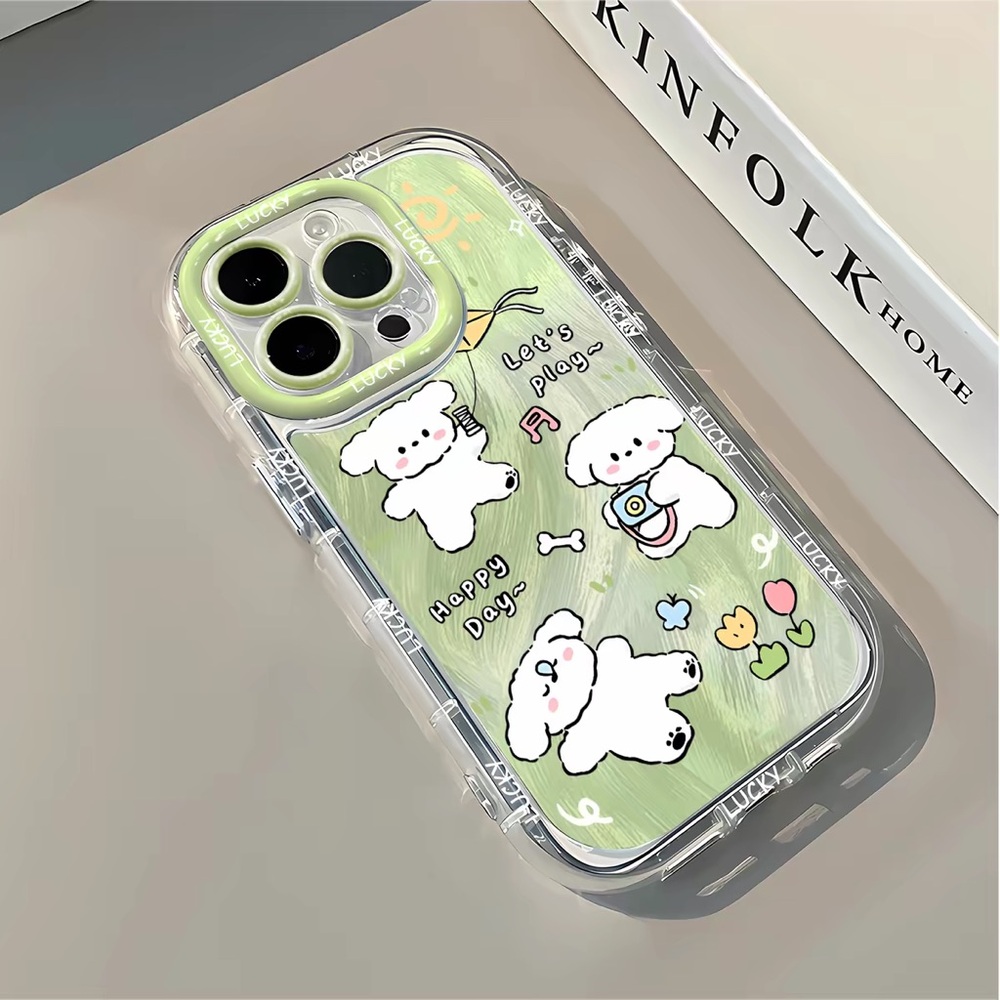 Cute Green Puppy Pattern Phone Case — Clear Protective Cover